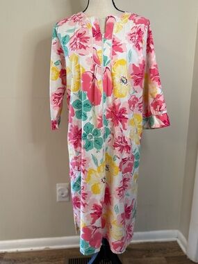 National vintage floral maxi house coat robe pocket SZ LG